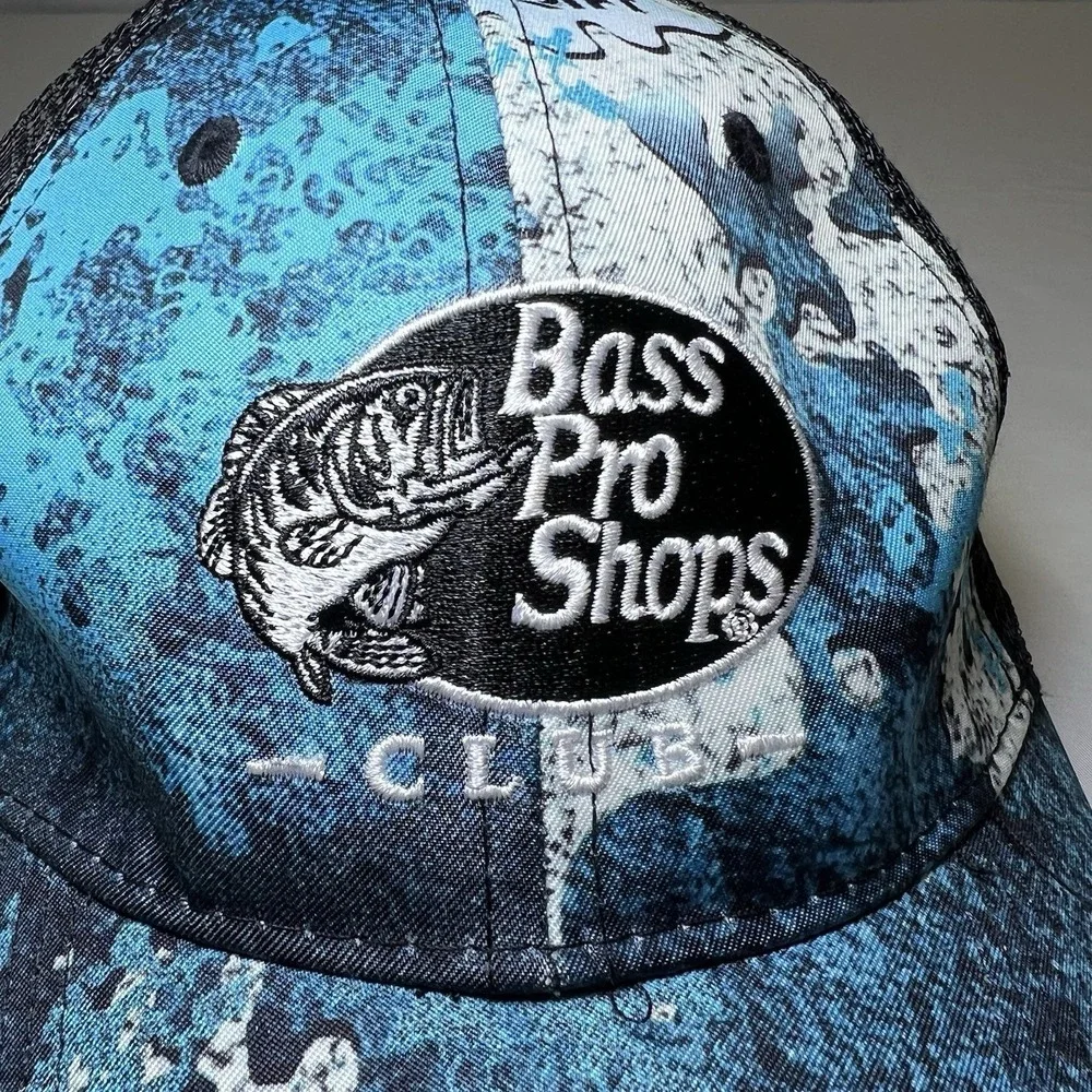 Bass Pro Shops Ocean Digital Camo Water Adjustable Strapback OSFM Hat‎ Cap Blue